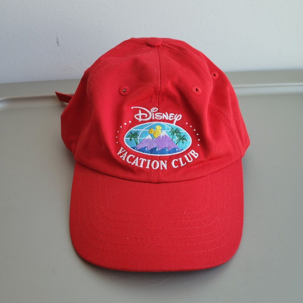 Disney Vacation Club Member Hat DVC Red Cotton Embroidered Baseball Adjustable